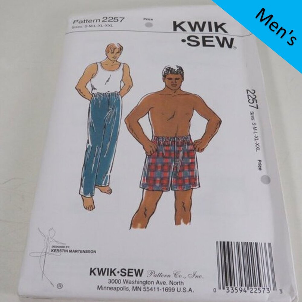 Kwik Sew 2257 Clothing Pattern  Men's Sweats, Shorts, Sleep pants UNCUT
